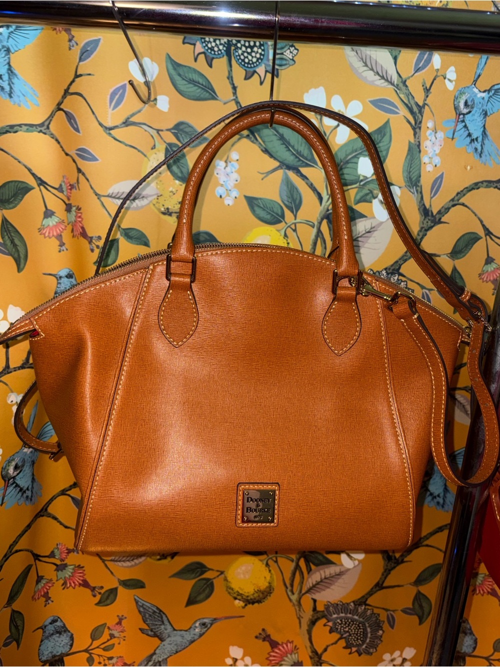 Dooney & Bourke Natural Brown Sydney Saffiano Leather Satchel